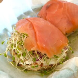 Breakfast (Danish hard roll with Norwegian smoked salmon)